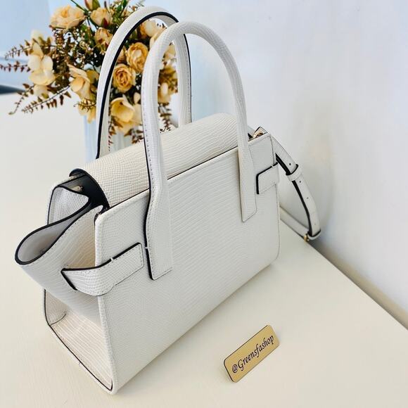 Michael Kors Purse Carmen Medium Flap Satchel shoulder bag optic white new - Picture 3 of 9
